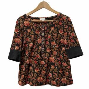 Sundance Womens Cordeila Floral Thermal Henley Top Size MP Bloomcore Cottagecore